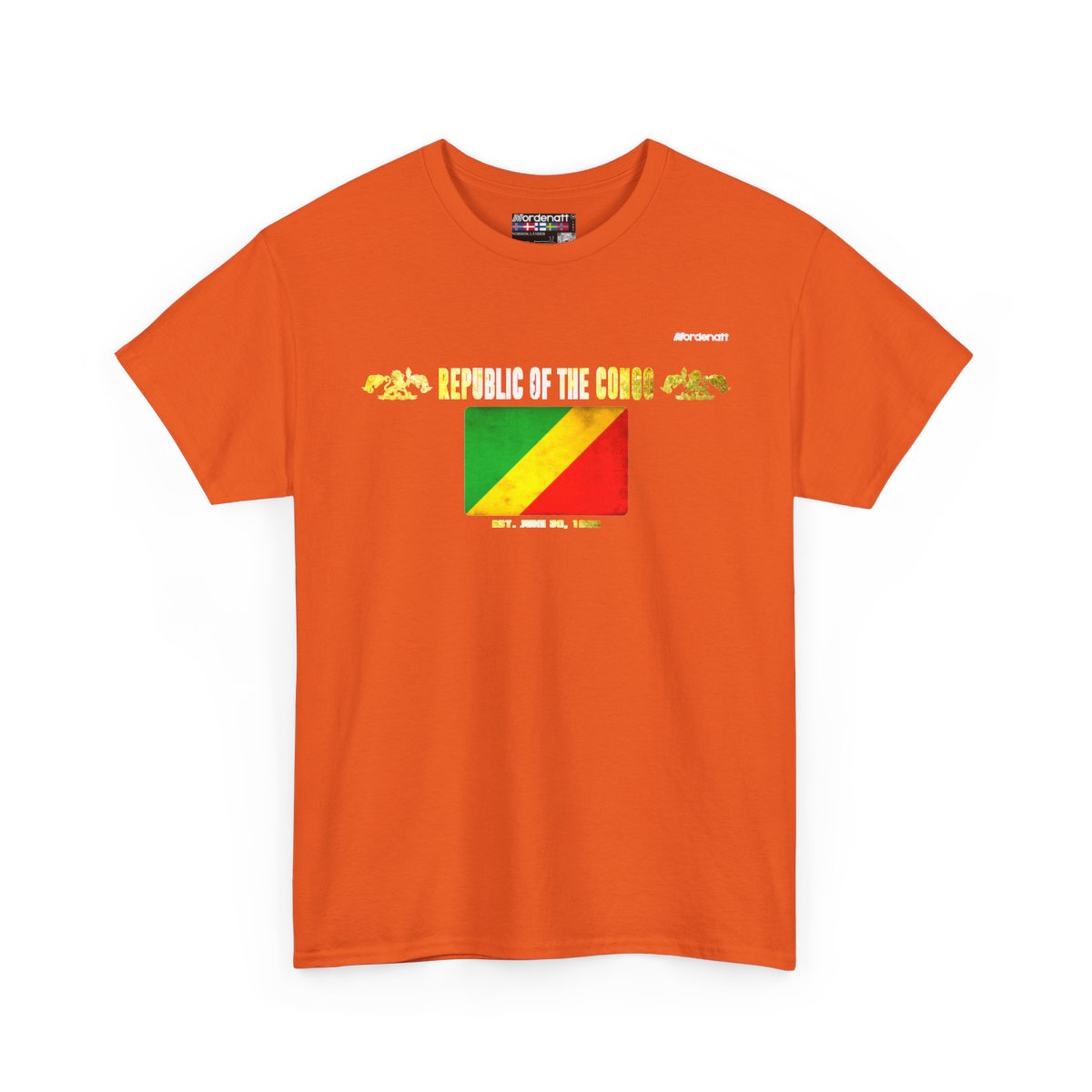 Republic of the Congo flag t-shirt in Orange — premium cotton, Nordenatt
