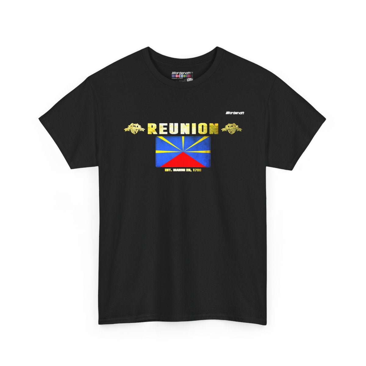 Reunion flag t-shirt in Black — premium cotton, Nordenatt