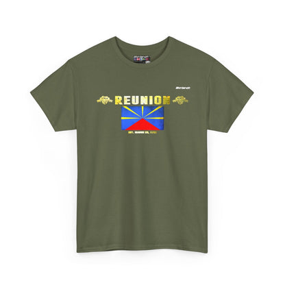 Reunion flag t-shirt in Military Green — premium cotton, Nordenatt