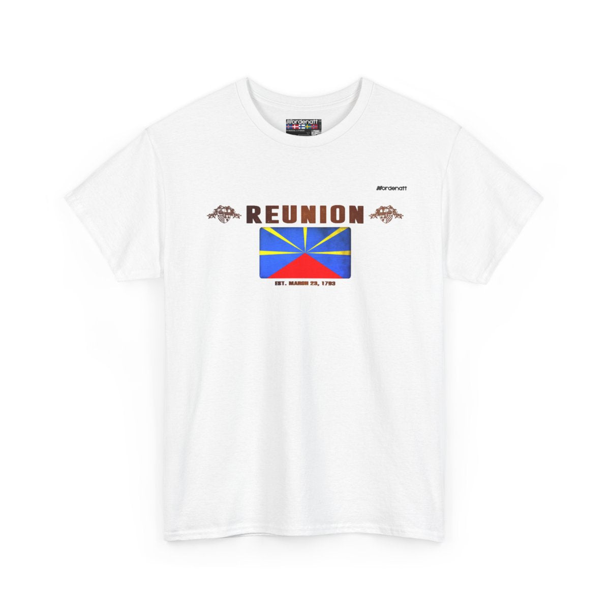 Reunion flag t-shirt in White — premium cotton, Nordenatt