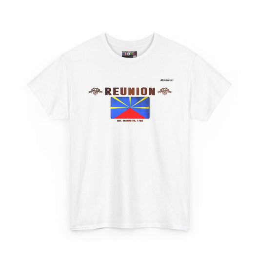 Reunion flag t-shirt in White — premium cotton, Nordenatt