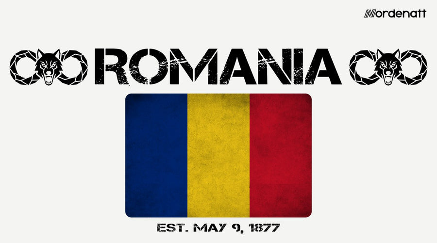 Romania design preview: flag, date and emblem inspiration printed on light t-shirts (Nordenatt)