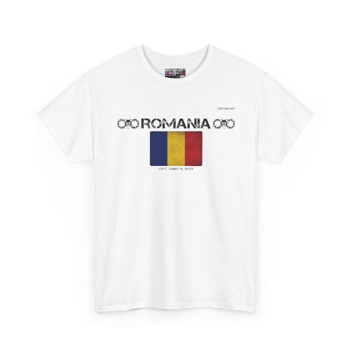 Romania flag t-shirt in White — premium cotton, Nordenatt