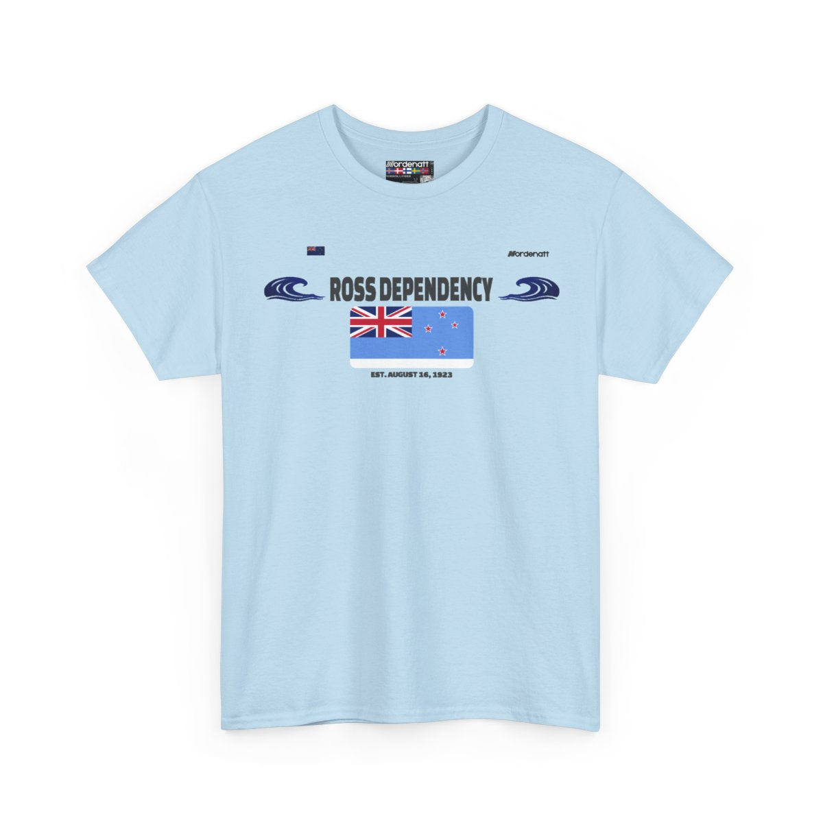 Ross Dependency flag t-shirt in Light Blue — premium cotton, Nordenatt