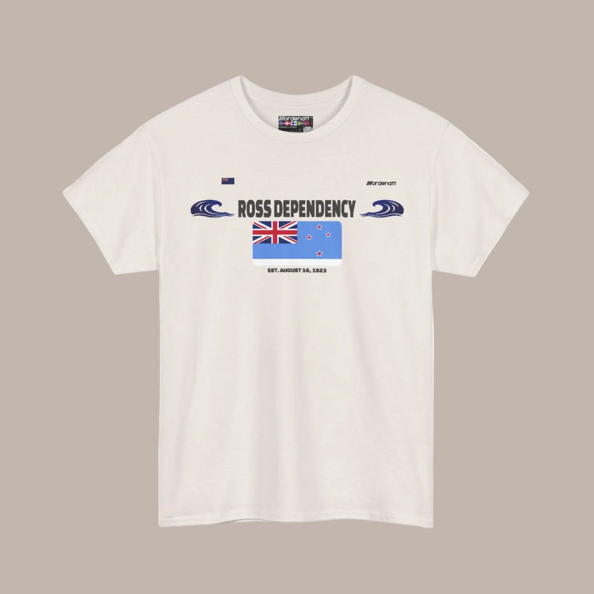 Ross Dependency flag t-shirt in Ice Grey — premium cotton, Nordenatt