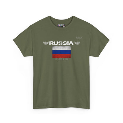Russia flag t-shirt in Military Green — premium cotton, Nordenatt