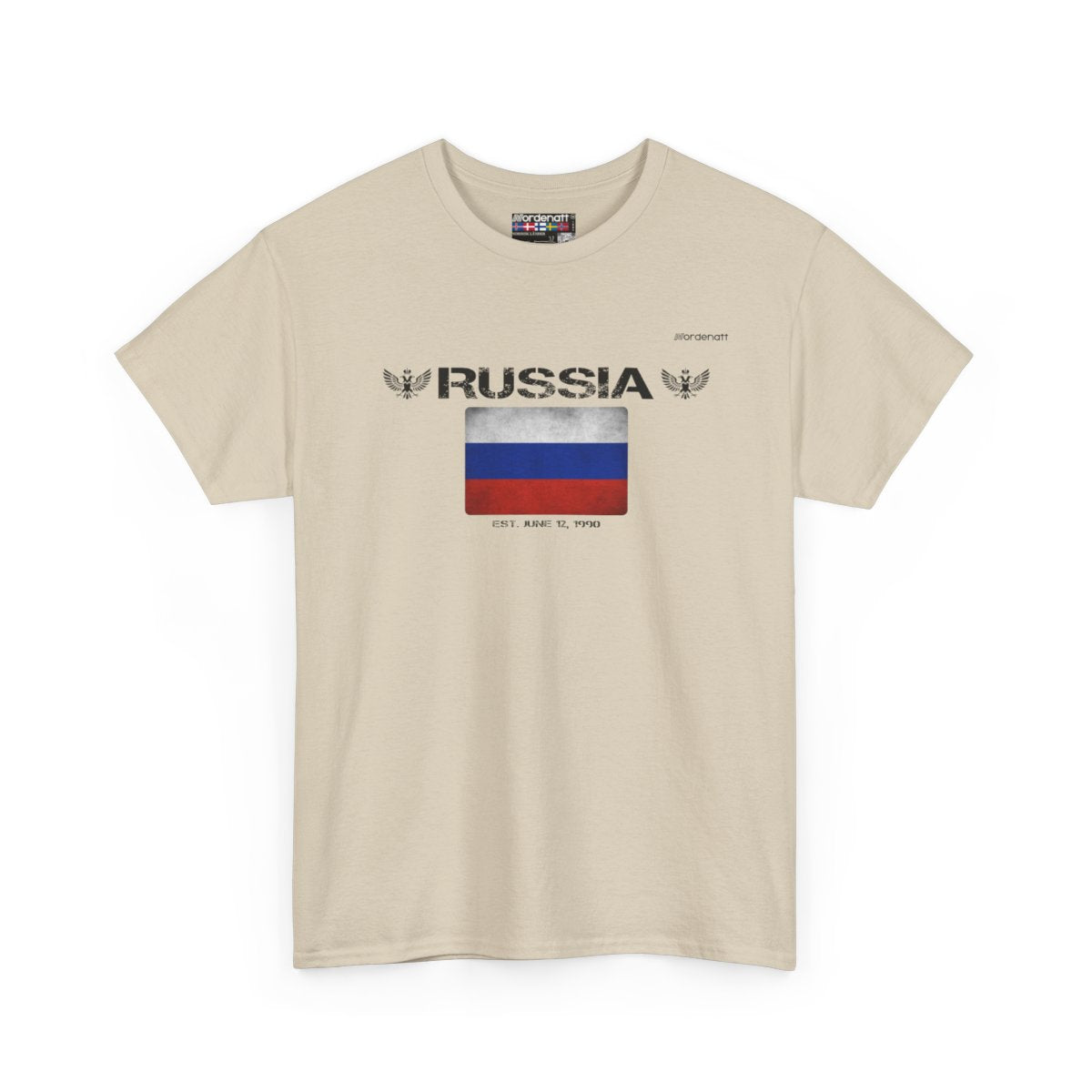 Russia flag t-shirt in Sand — premium cotton, Nordenatt