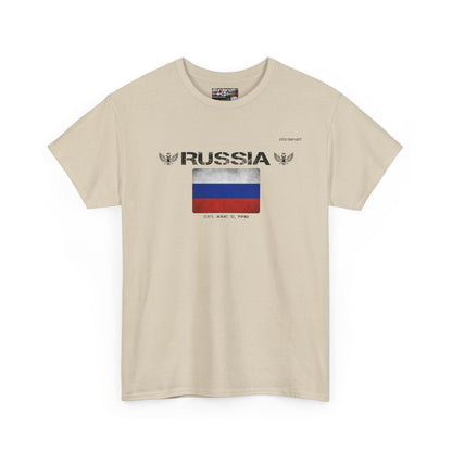 Russia flag t-shirt in Sand — premium cotton, Nordenatt