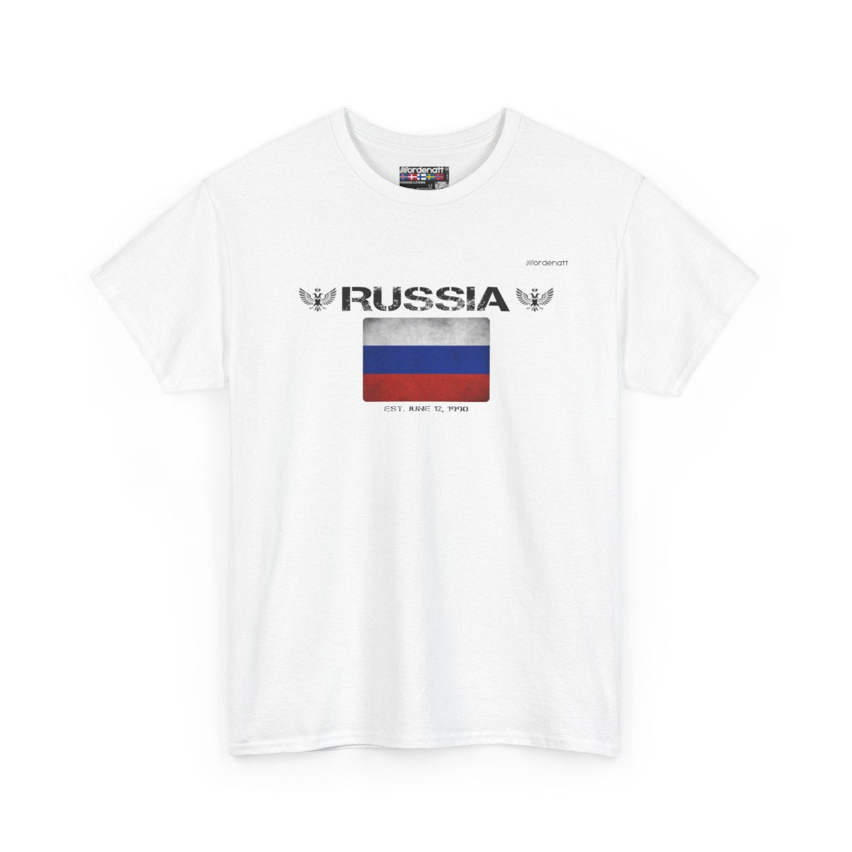 Russia flag t-shirt in White — premium cotton, Nordenatt