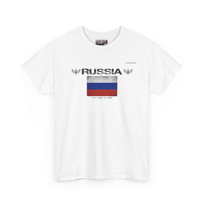 Russia flag t-shirt in White — premium cotton, Nordenatt