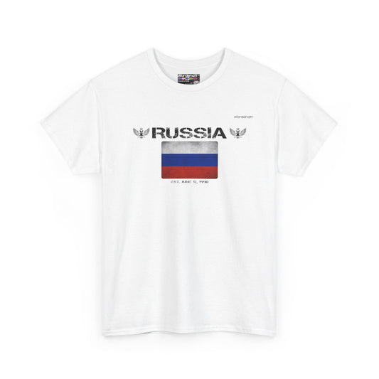 Russia flag t-shirt in White — premium cotton, Nordenatt