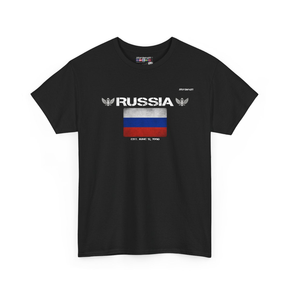 Russia flag t-shirt in Black — premium cotton, Nordenatt