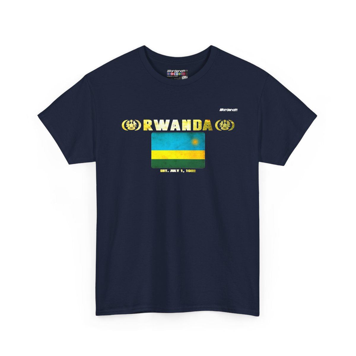 Rwanda flag t-shirt in Navy — premium cotton, Nordenatt