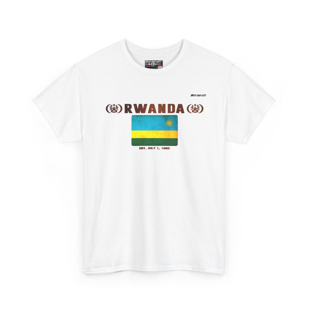 Rwanda flag t-shirt in White — premium cotton, Nordenatt