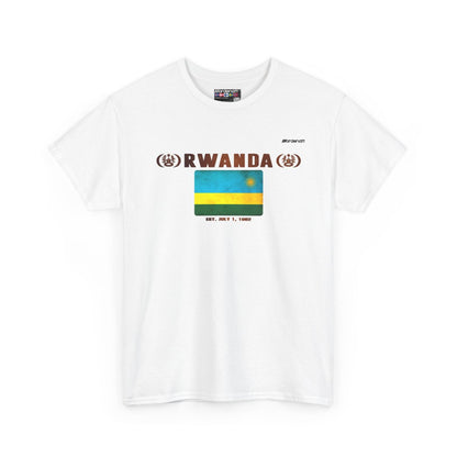 Rwanda flag t-shirt in White — premium cotton, Nordenatt