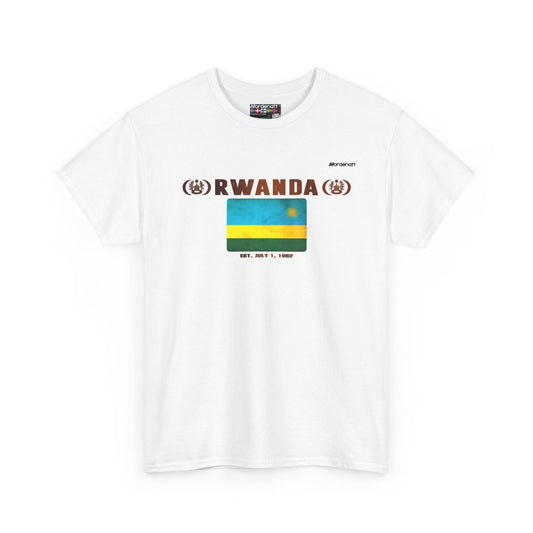 Rwanda flag t-shirt in White — premium cotton, Nordenatt