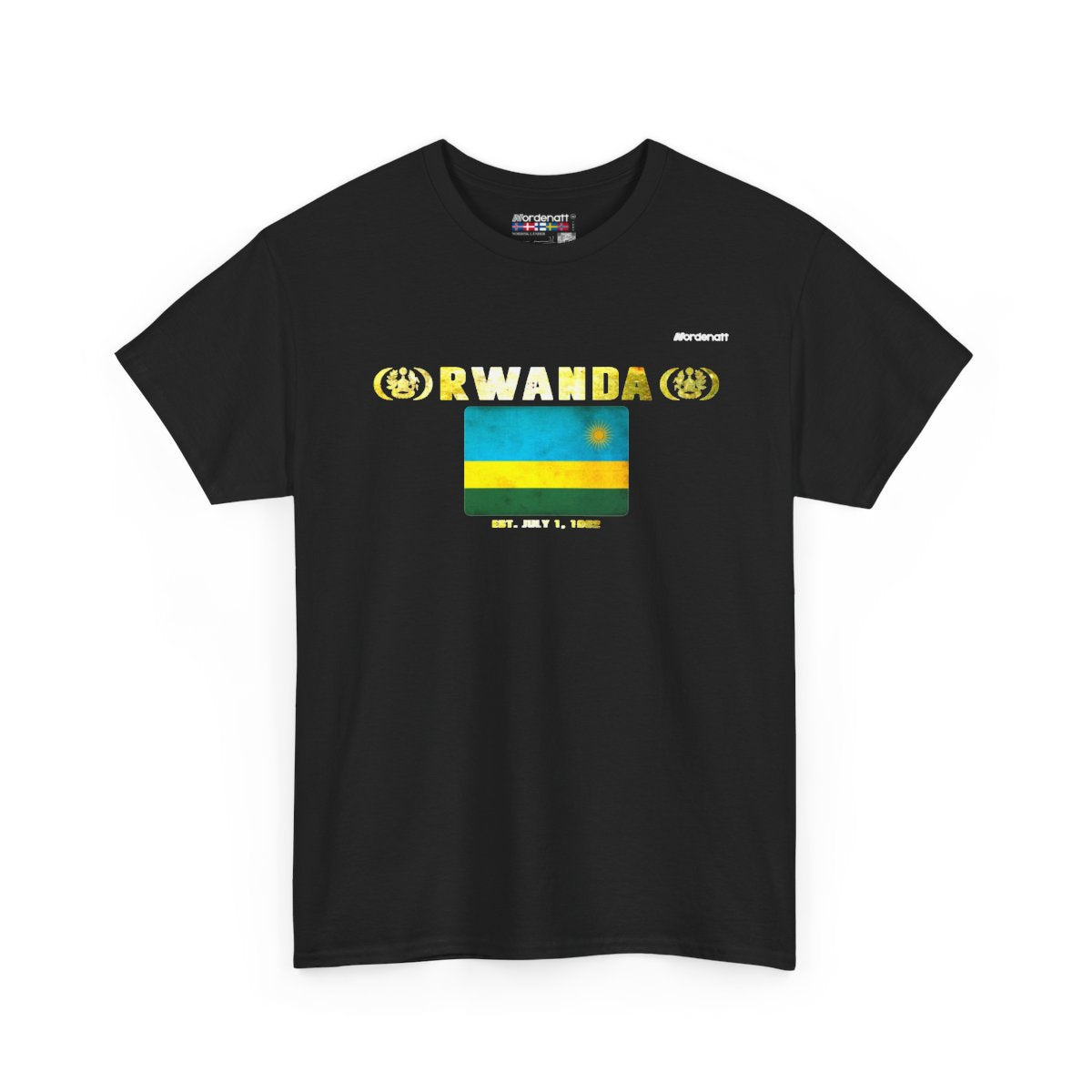 Rwanda flag t-shirt in Black — premium cotton, Nordenatt