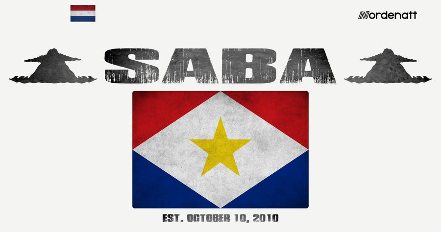 Saba design preview: flag, date and emblem inspiration printed on light t-shirts (Nordenatt)