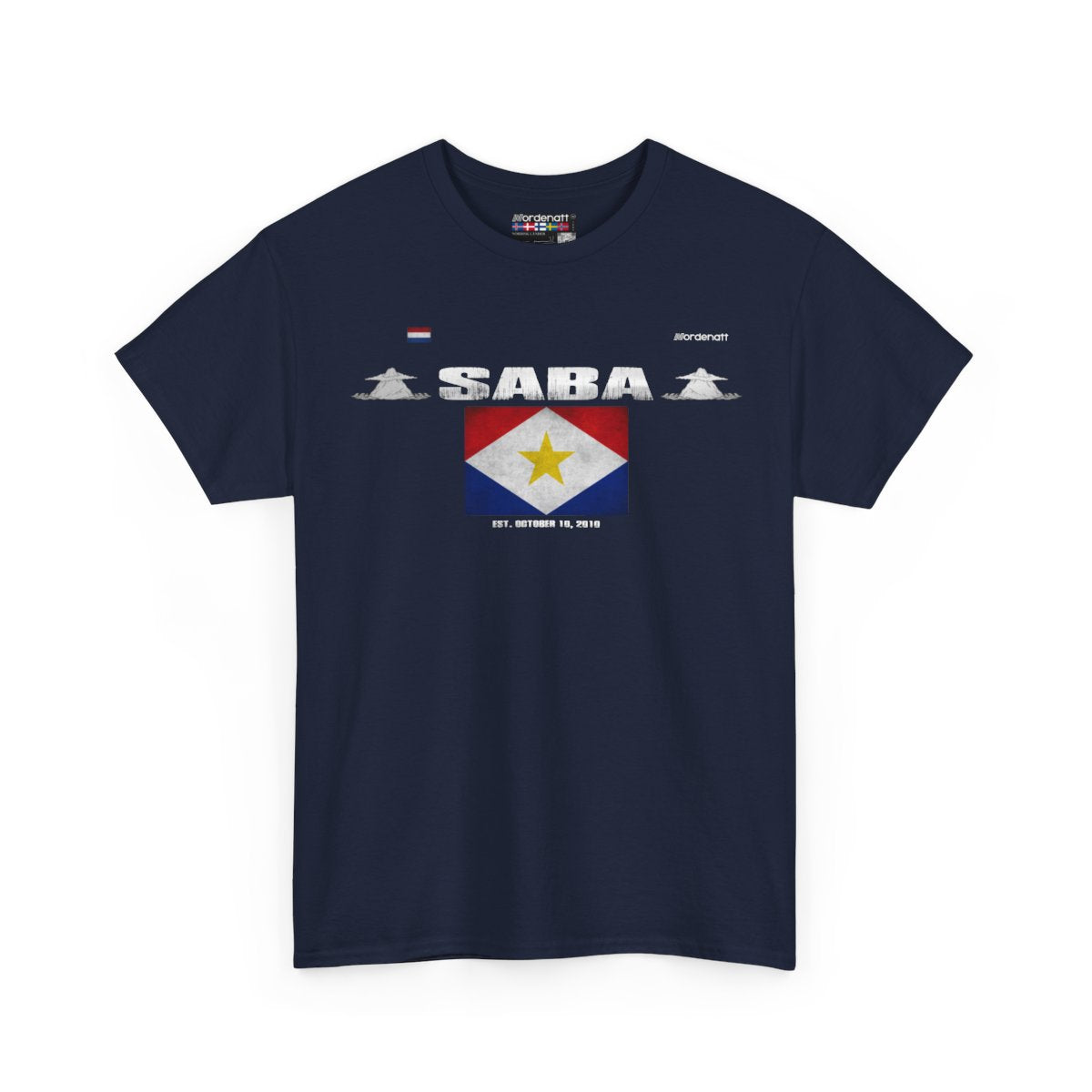 Saba flag t-shirt in Navy — premium cotton, Nordenatt