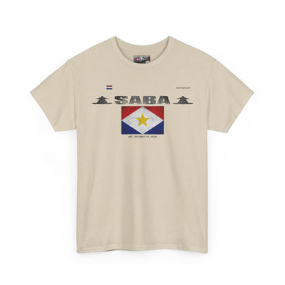 Saba flag t-shirt in Sand — premium cotton, Nordenatt