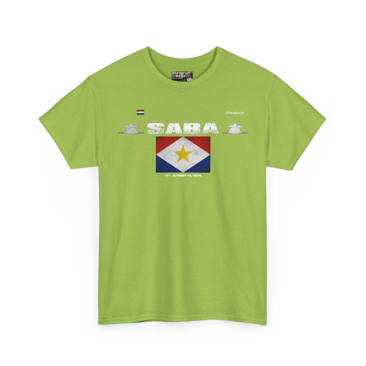 Saba flag t-shirt in Kiwi — premium cotton, Nordenatt