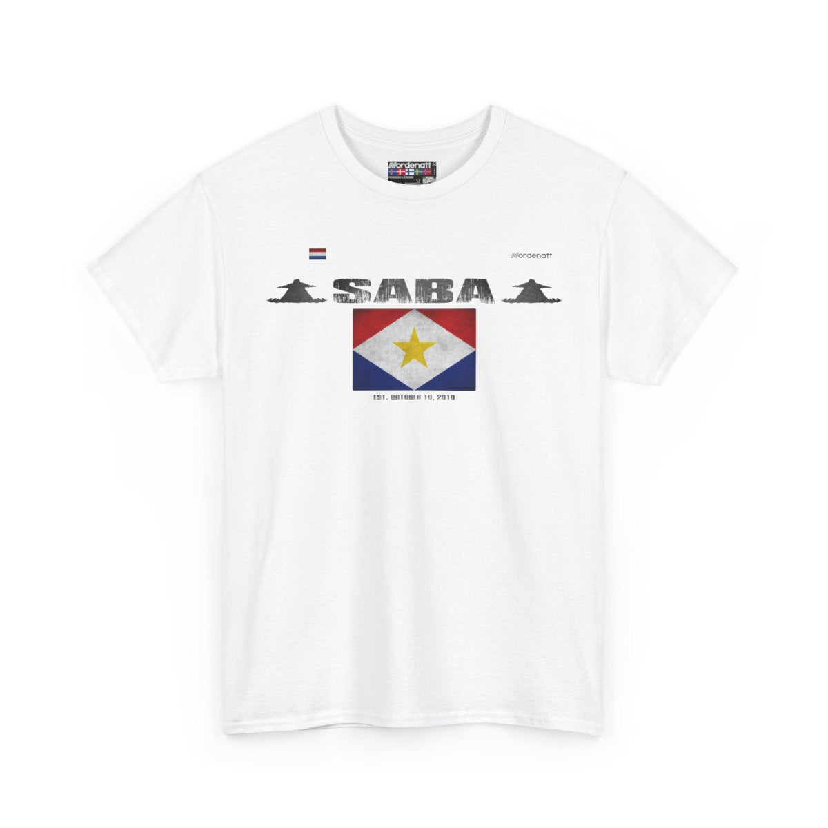 Saba flag t-shirt in White — premium cotton, Nordenatt