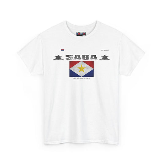 Saba flag t-shirt in White — premium cotton, Nordenatt