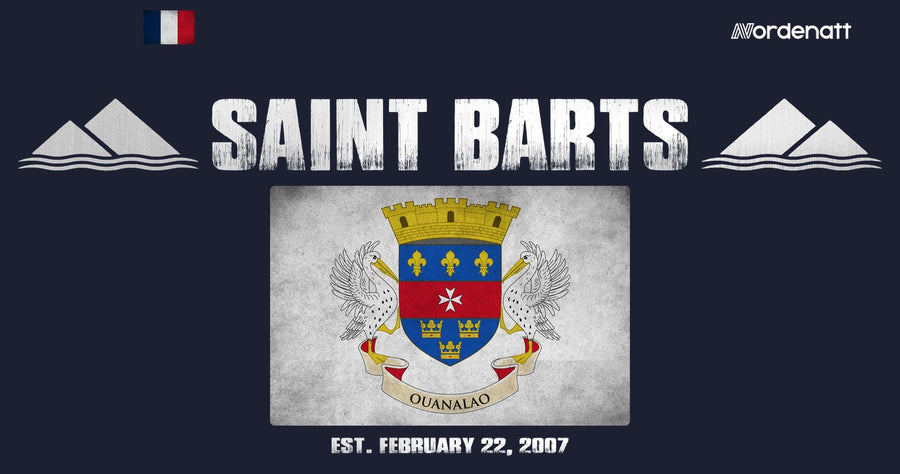 Saint Barts design preview: flag, date and emblem inspiration printed on dark t-shirts (Nordenatt)