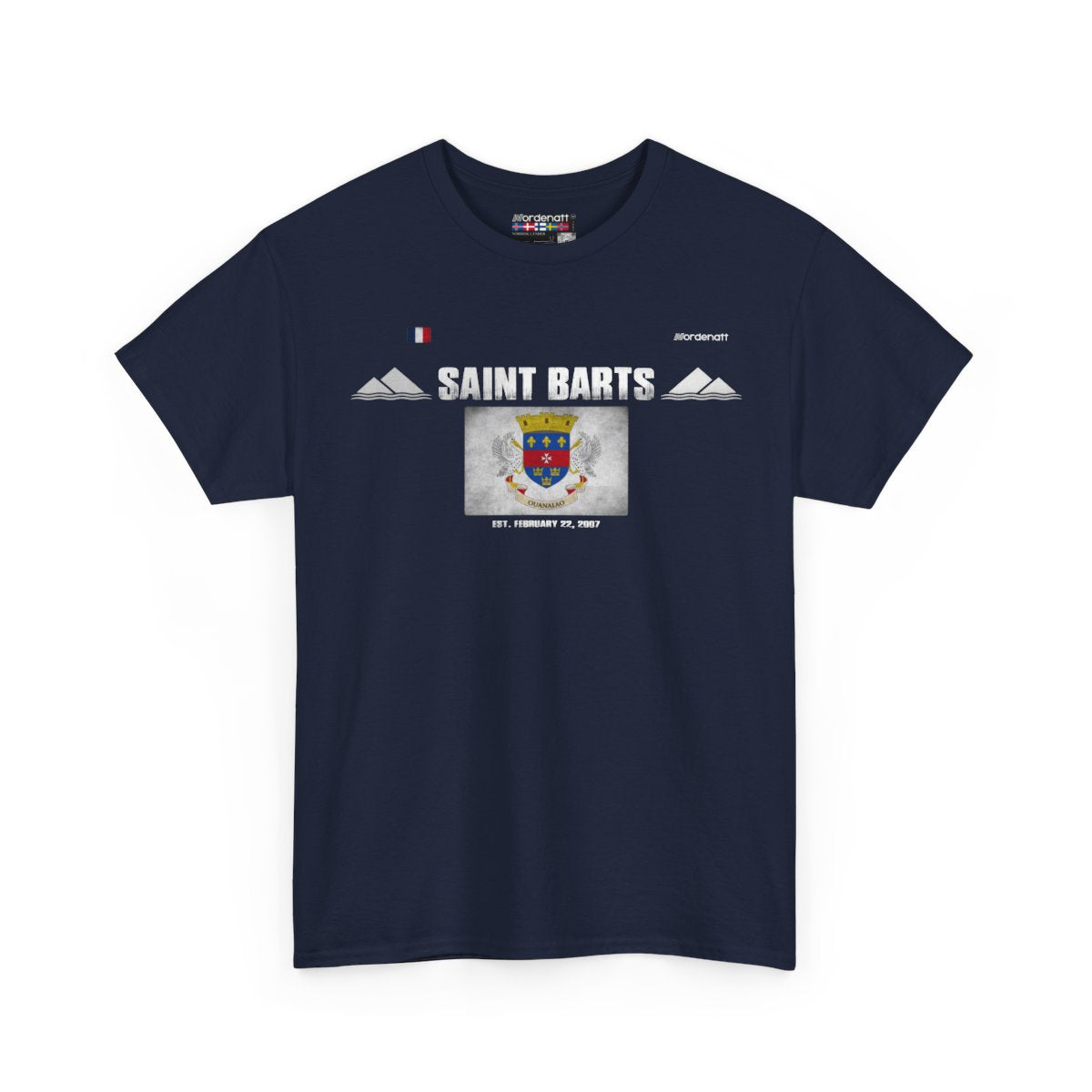 Saint Barts flag t-shirt in Navy — premium cotton, Nordenatt