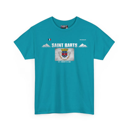 Saint Barts flag t-shirt in Tropical Blue — premium cotton, Nordenatt