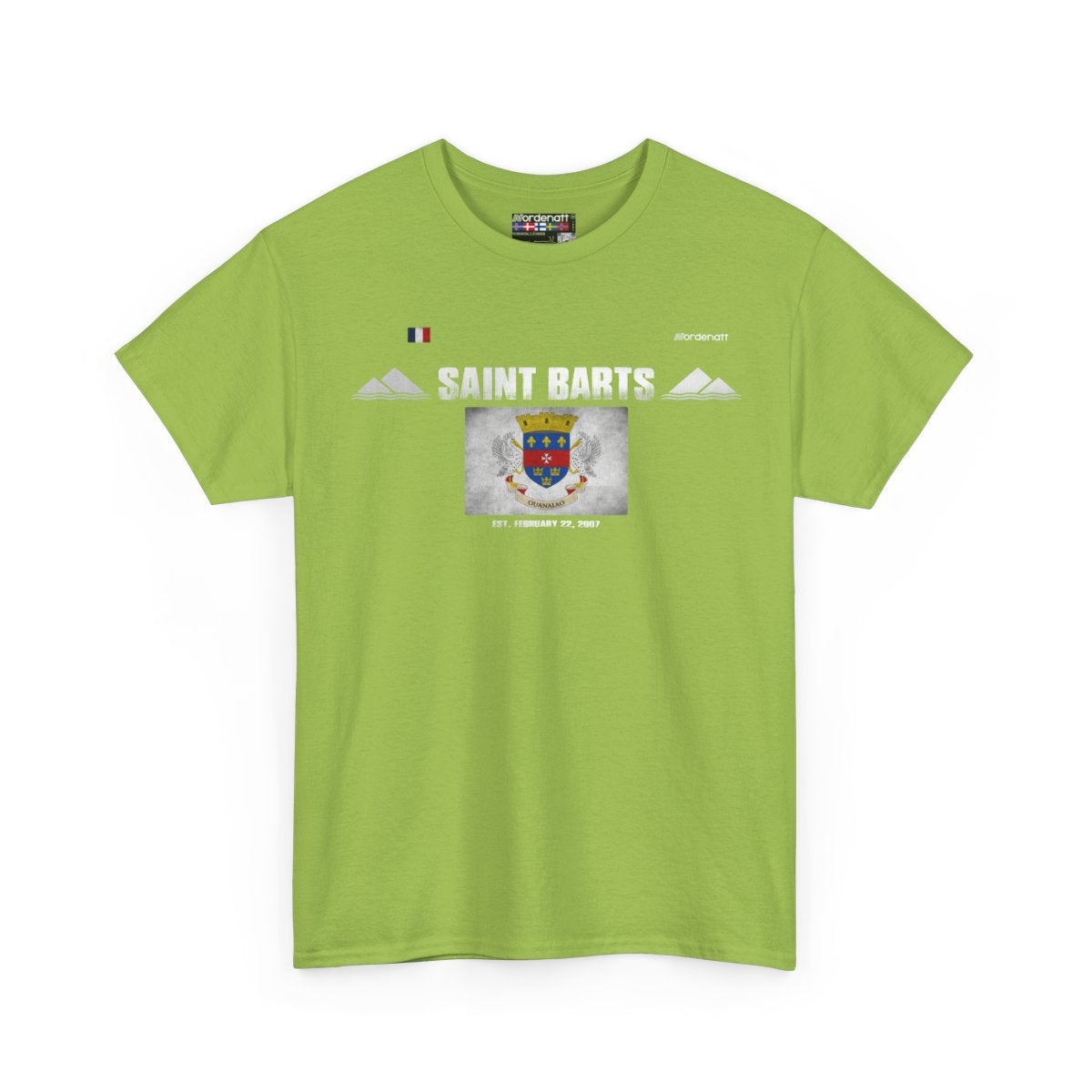 Saint Barts flag t-shirt in Kiwi — premium cotton, Nordenatt