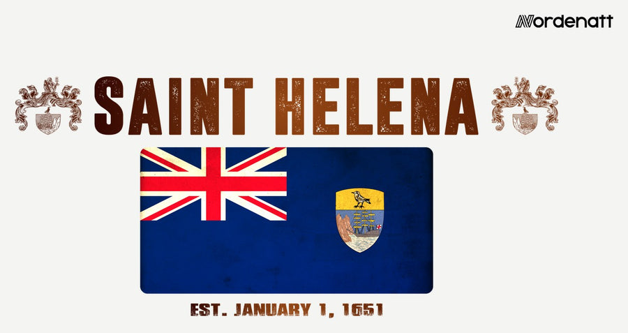 Saint Helena design preview: flag, date and emblem inspiration printed on light t-shirts (Nordenatt)