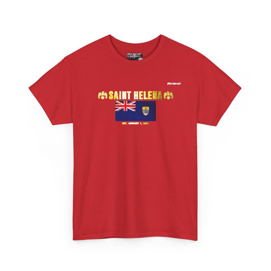 Saint Helena flag t-shirt in Red — premium cotton, Nordenatt