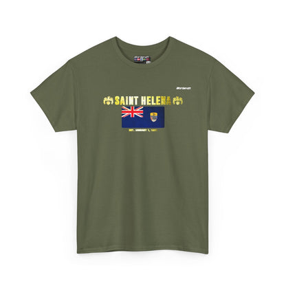 Saint Helena flag t-shirt in Military Green — premium cotton, Nordenatt