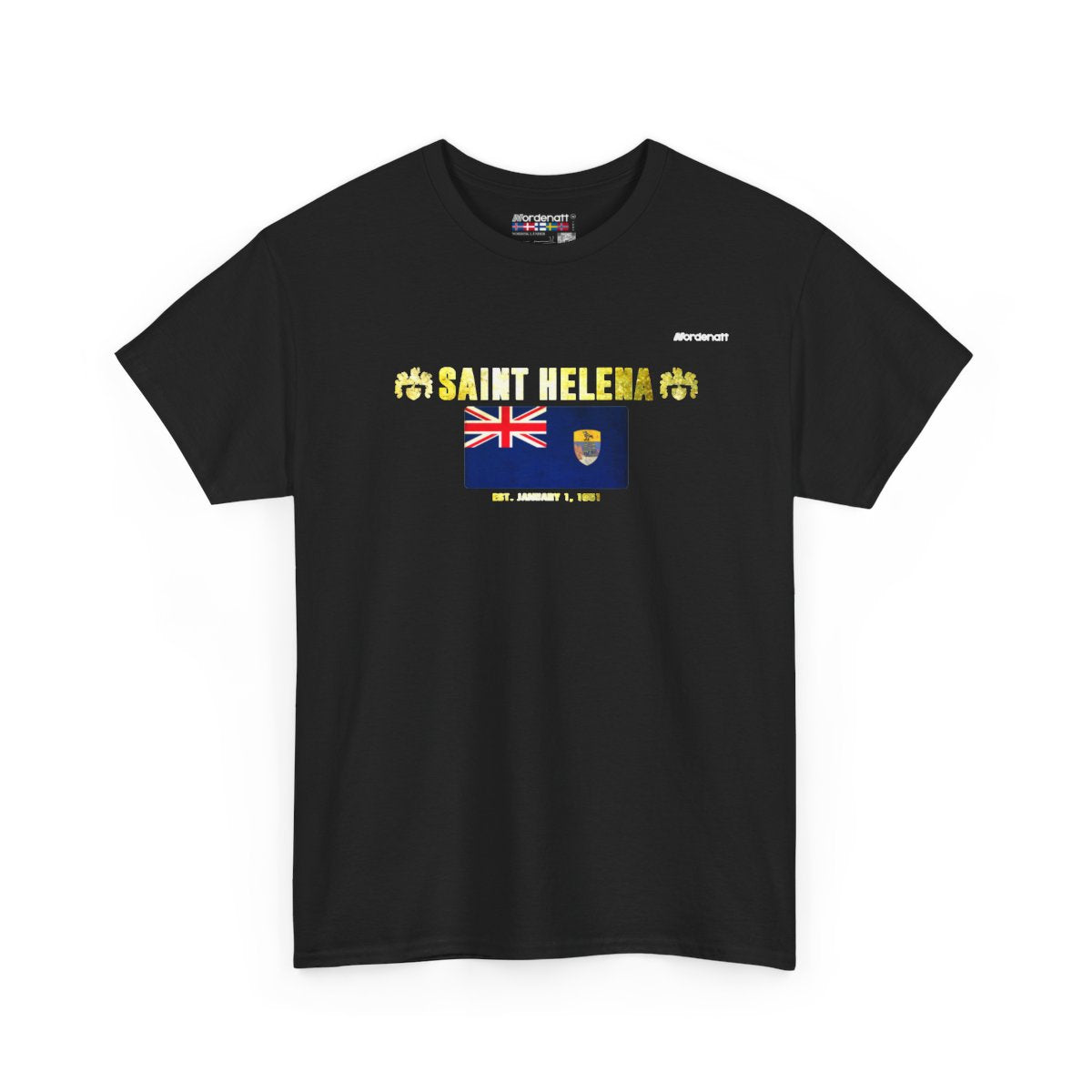 Saint Helena flag t-shirt in Black — premium cotton, Nordenatt