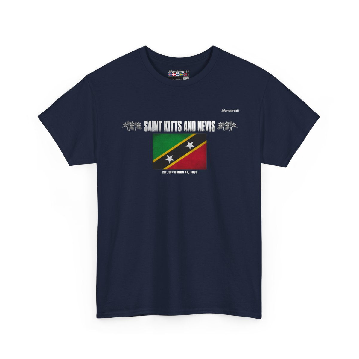 Saint Kitts And Nevis flag t-shirt in Navy — premium cotton, Nordenatt