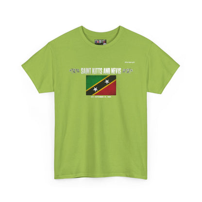 Saint Kitts And Nevis flag t-shirt in Kiwi — premium cotton, Nordenatt
