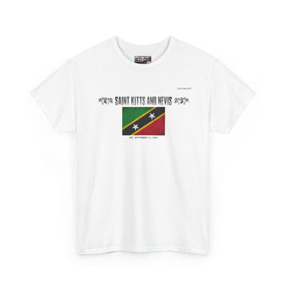 Saint Kitts And Nevis flag t-shirt in White — premium cotton, Nordenatt