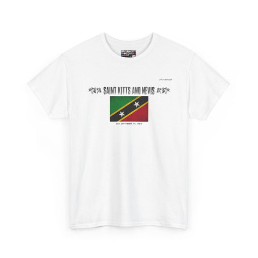 Saint Kitts And Nevis flag t-shirt in White — premium cotton, Nordenatt