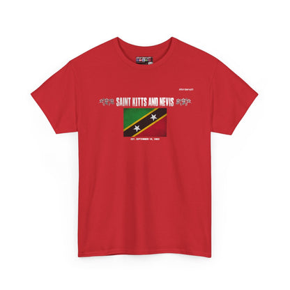 Saint Kitts And Nevis flag t-shirt in Red — premium cotton, Nordenatt