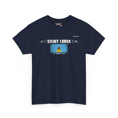 Saint Lucia flag t-shirt in Navy — premium cotton, Nordenatt