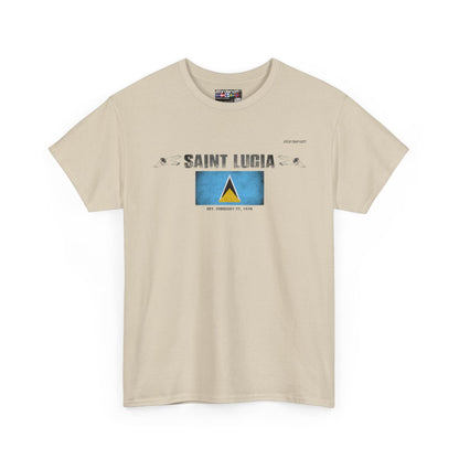 Saint Lucia flag t-shirt in Sand — premium cotton, Nordenatt
