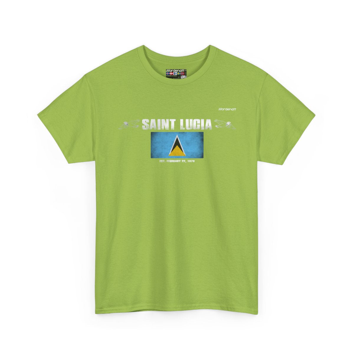 Saint Lucia flag t-shirt in Kiwi — premium cotton, Nordenatt