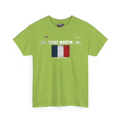 Saint Martin flag t-shirt in Kiwi — premium cotton, Nordenatt