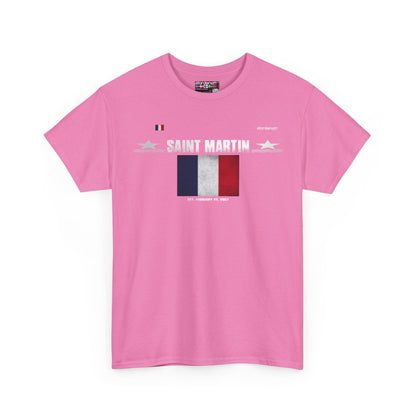 Saint Martin flag t-shirt in Azalea — premium cotton, Nordenatt
