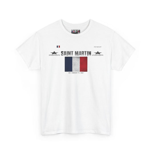 Saint Martin flag t-shirt in White — premium cotton, Nordenatt