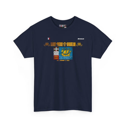Saint Pierre And Miquelon flag t-shirt in Navy — premium cotton, Nordenatt