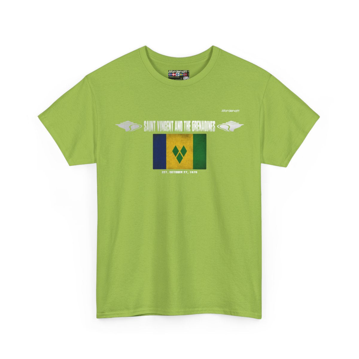 Saint Vincent And The Grenadines flag t-shirt in Kiwi — premium cotton, Nordenatt