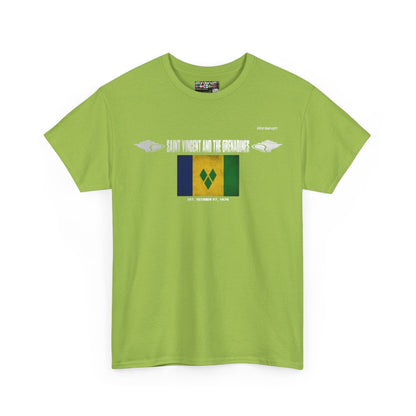 Saint Vincent And The Grenadines flag t-shirt in Kiwi — premium cotton, Nordenatt