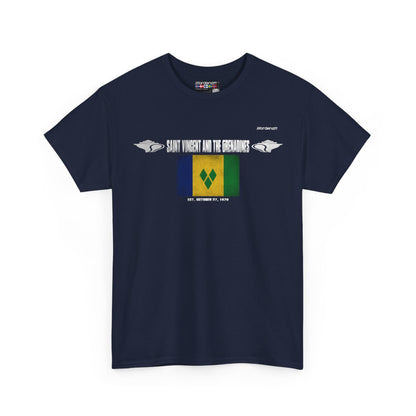 Saint Vincent And The Grenadines flag t-shirt in Navy — premium cotton, Nordenatt